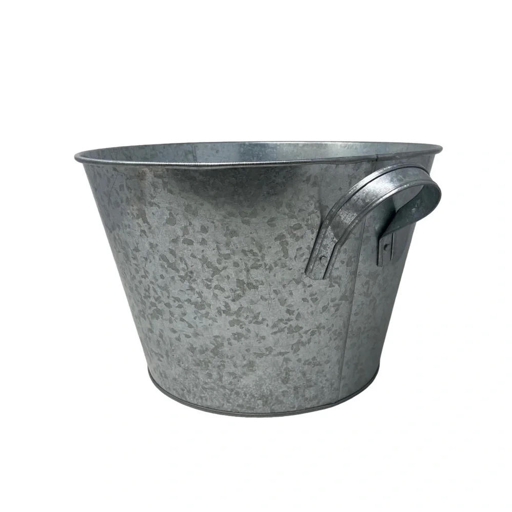 Galvanized | Monogrammed “M” | Bucket with Handles | 12”x8”